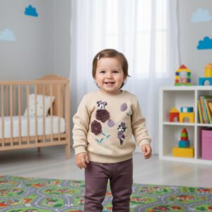 Kız Bebek Desenli Sweatshirt  Takım