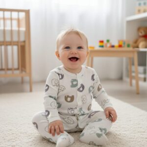 Bebek Tulum Pamuklu Desenli Uzun Kollu Rahat Kumaş