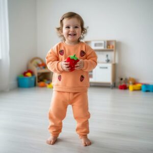 Çilek Nakışlı Sıcak Tutucu Eşofman Takımı